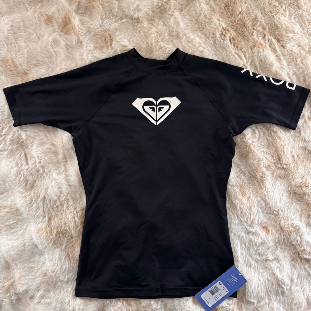 Roxy Black Short Sleeve Rash Guard